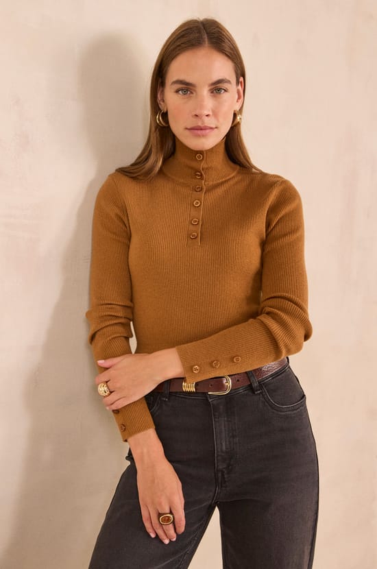 ASHLEY long sleeve mixed wool sweater;${refinementColor}