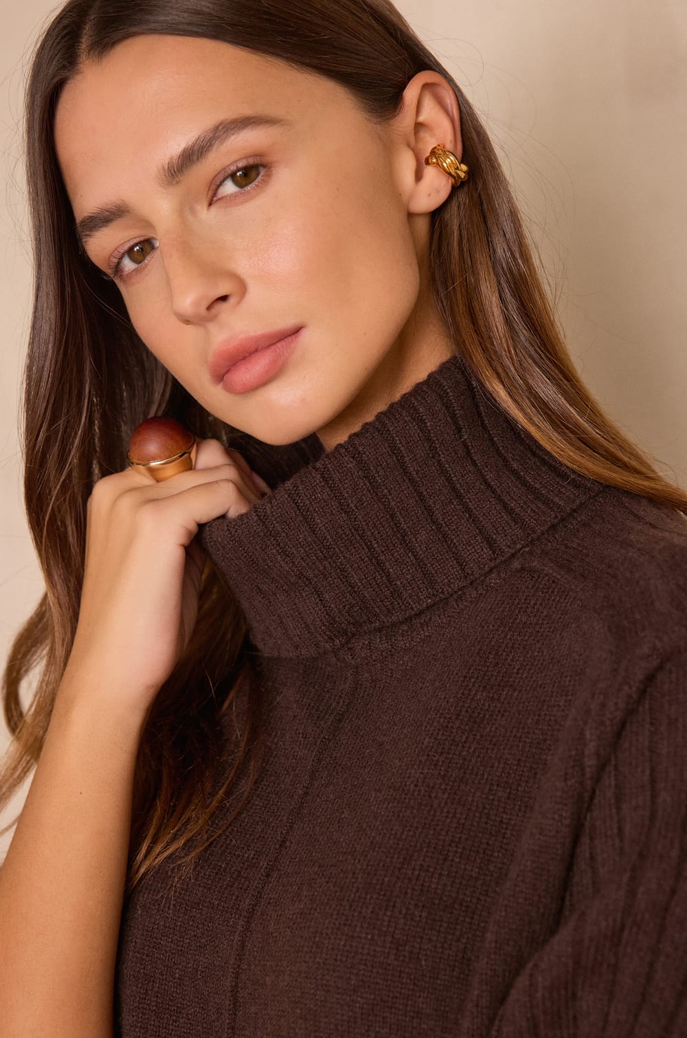 ROXA wool turtleneck dress;${refinementColor}