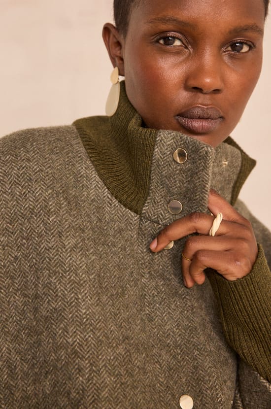 Wool coat herringbone pattern MAGDA;${refinementColor}