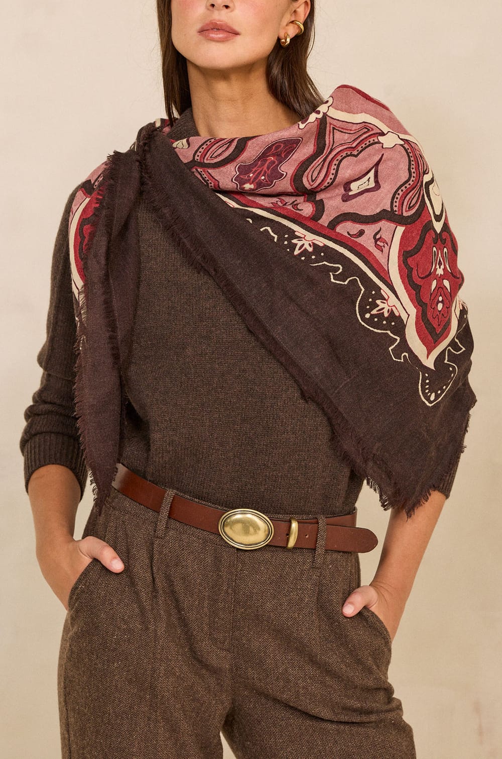 Foulard 100% laine Octobre Rose REMY;${refinementColor}