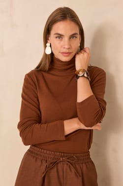 Long-sleeve T-shirt made of mixed lyocell and wool TERRY;${refinementColor}