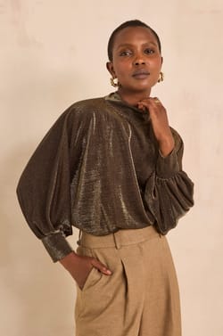 Bronzen T-shirt met lange mouwen TWIGGY;${refinementColor}
