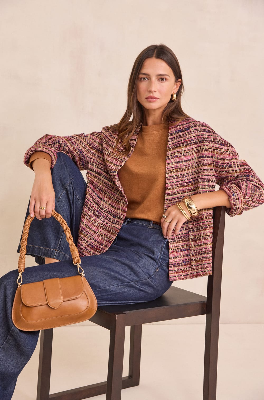 CAROLINE jacquard pattern jacket;${refinementColor}