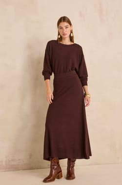 Long skirt in blended wool VIOLAINE;${refinementColor}