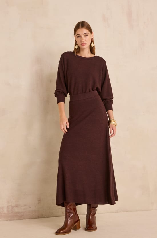Long skirt in blended wool VIOLAINE;${refinementColor}
