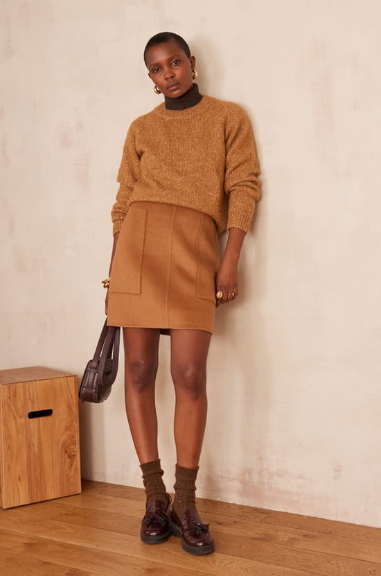 Double-faced wool skirt CAMELLIA;${refinementColor}