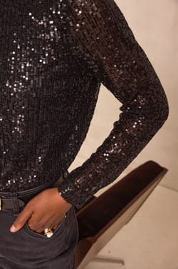 THEA glitter sequined T-shirt;${refinementColor}