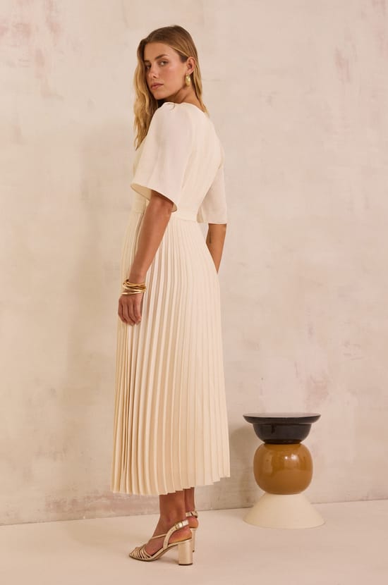 BILLIE pleated long dress;${refinementColor}