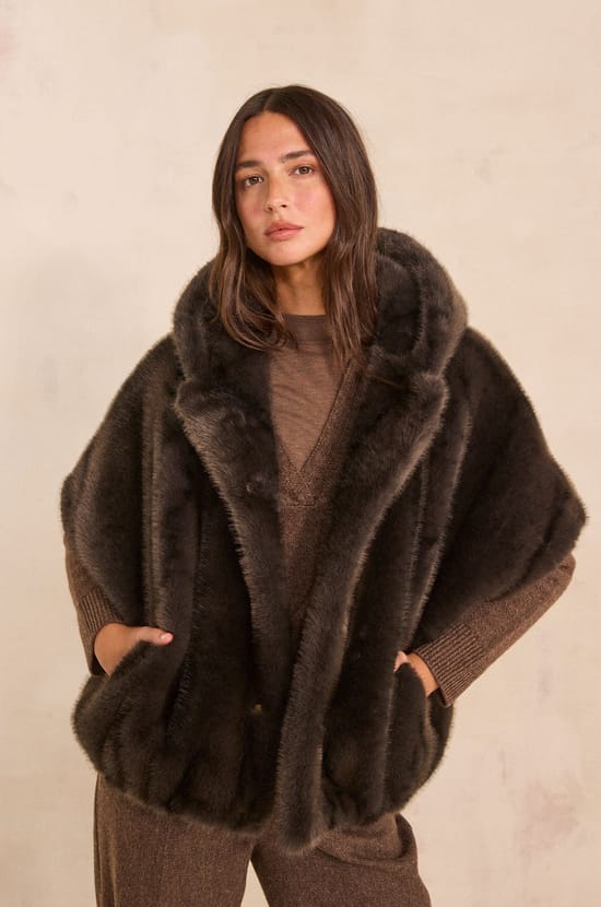 DAYANA fluffy textured cape;${refinementColor}