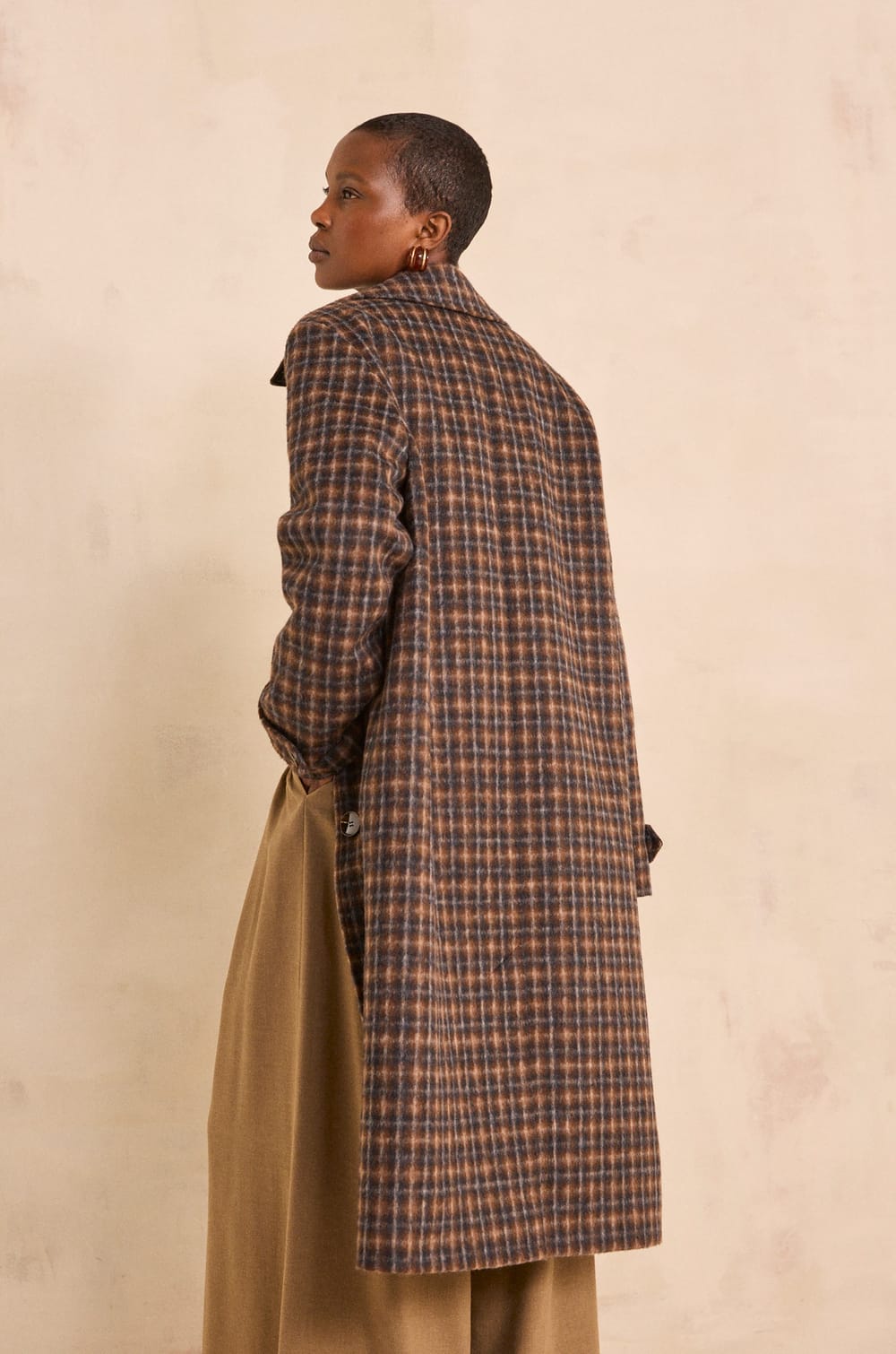 Long plaid mixed wool coat CONSTANT;${refinementColor}