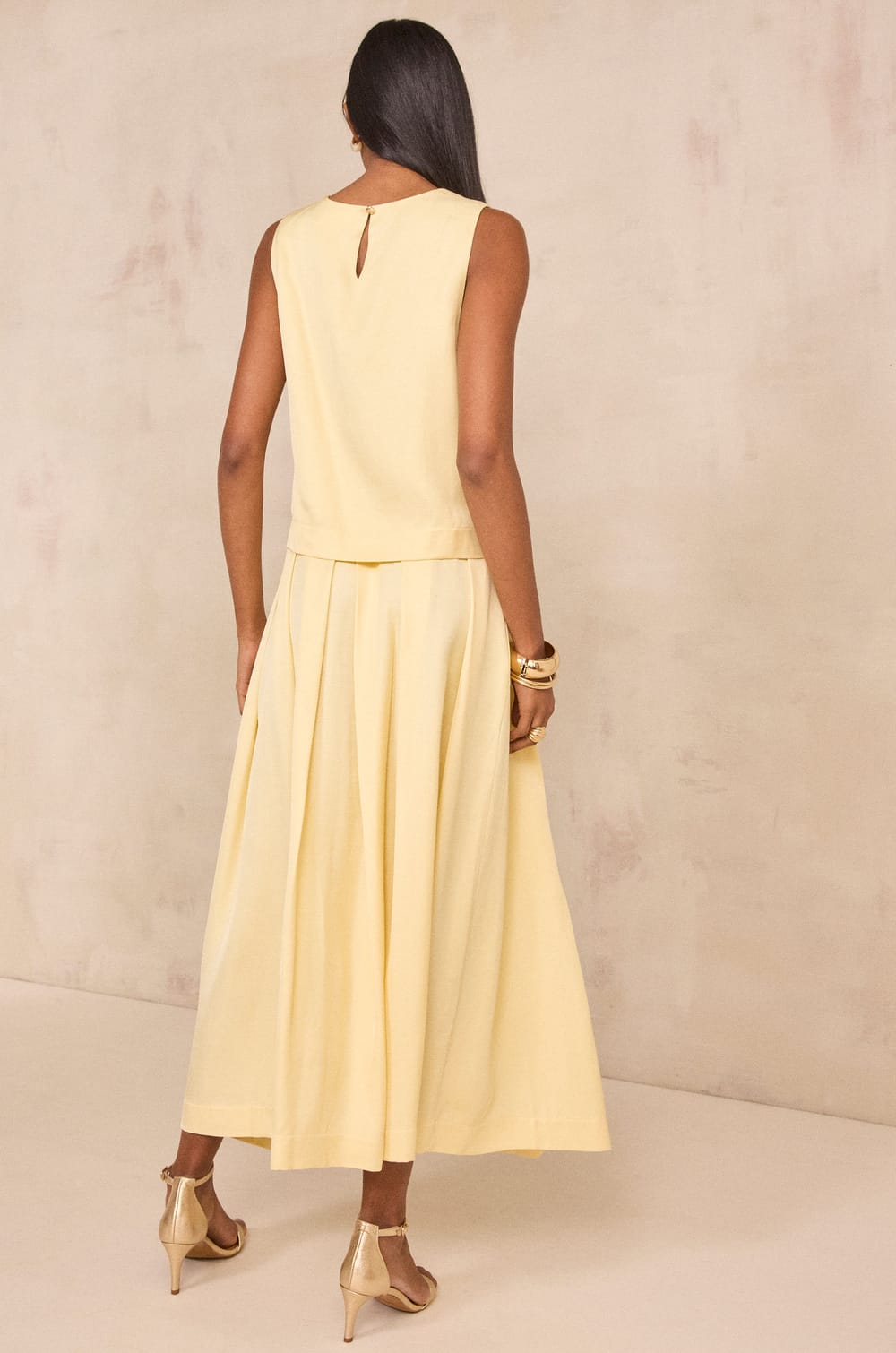 Sparkling flowy long skirt;${refinementColor}
