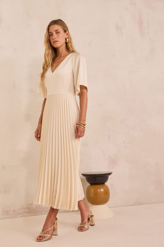 BILLIE pleated long dress;${refinementColor}
