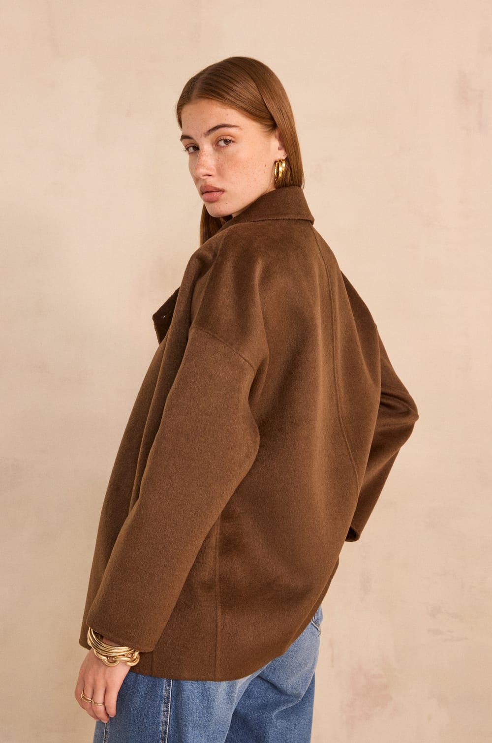 Long sleeve wool blend jacket CYRILE;${refinementColor}