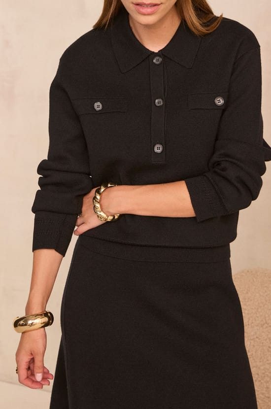 Black long-sleeved wool sweater AMBRE;${refinementColor}