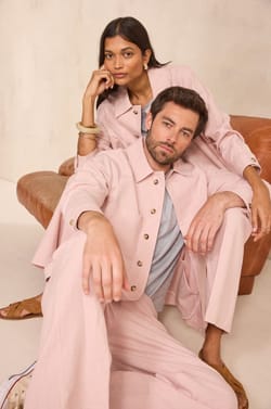 Unisex wide trousers in blended linen POIVRE;${refinementColor}