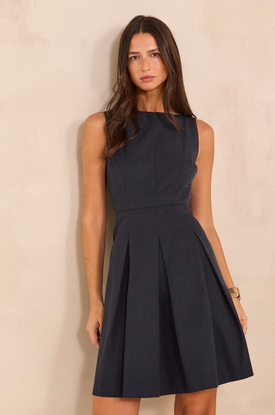 Beverly cotton blend A-line dress;${refinementColor}