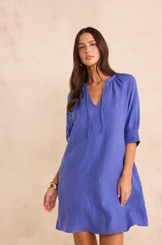 Straight linen dress BLINNY;${refinementColor}