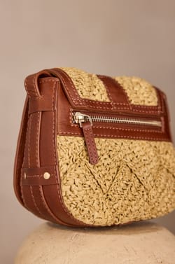 Sac en cuir et paille LUCIEN MINI;${refinementColor}