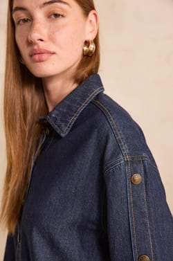 3/4 Sleeve Denim Blouse MILO;${refinementColor}