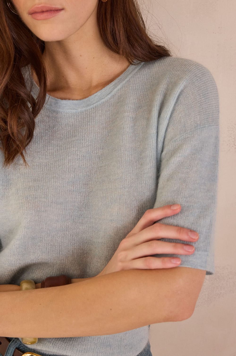 Short-sleeved jumper in mohair and wool PAOLO BIS;${refinementColor}