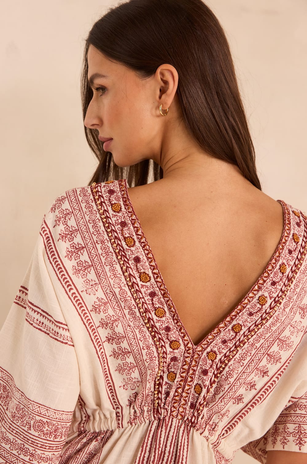 Straight embroidered cotton dress MAE;${refinementColor}