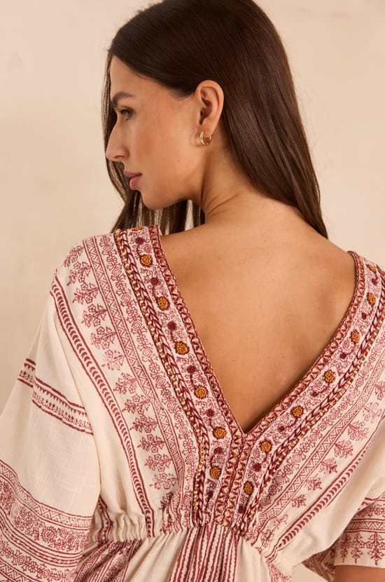 Straight embroidered cotton dress MAE;${refinementColor}
