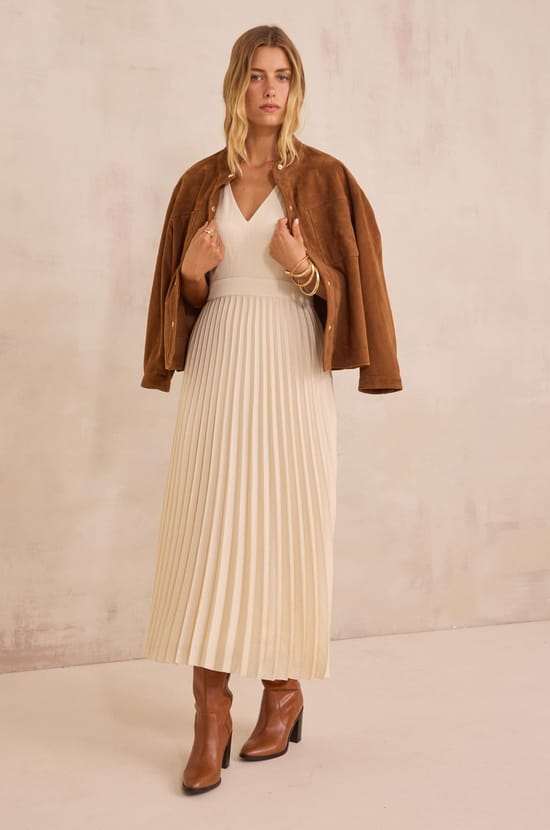 BILLIE pleated long dress;${refinementColor}