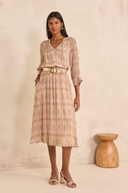 Printed BATIK fluid skirt;${refinementColor}