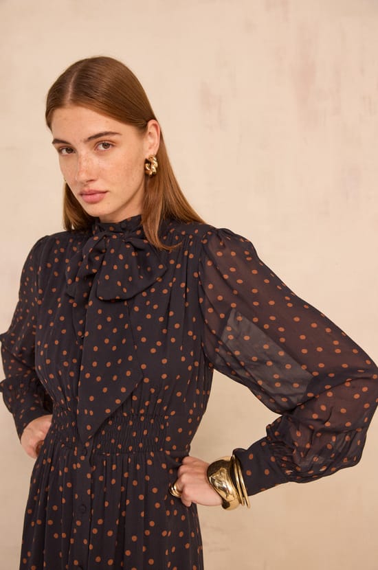Flowy polka dot dress PRISCA;${refinementColor}