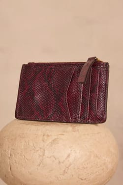 Valentin leather python effect card holder;${refinementColor}