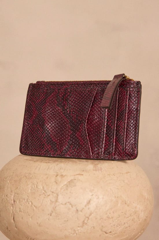 Valentin leather python effect card holder;${refinementColor}