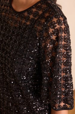 Robe trap&egrave;ze &agrave; manches courtes ROSELLA;${refinementColor}