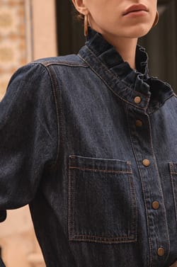 Denim blouse in 100% cotton DENISE;${refinementColor}