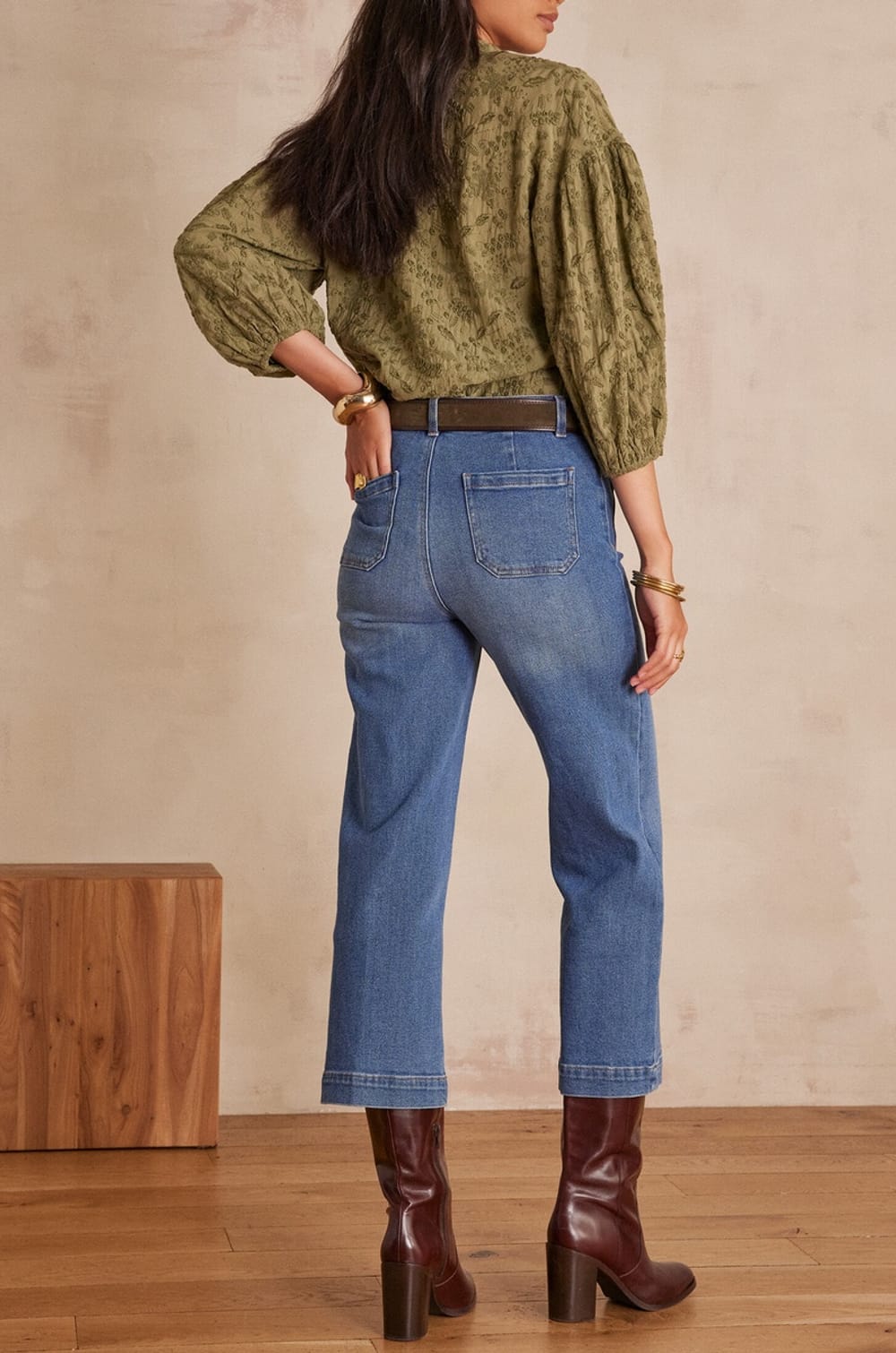 Jean LEA CROPPED en denim;${refinementColor}