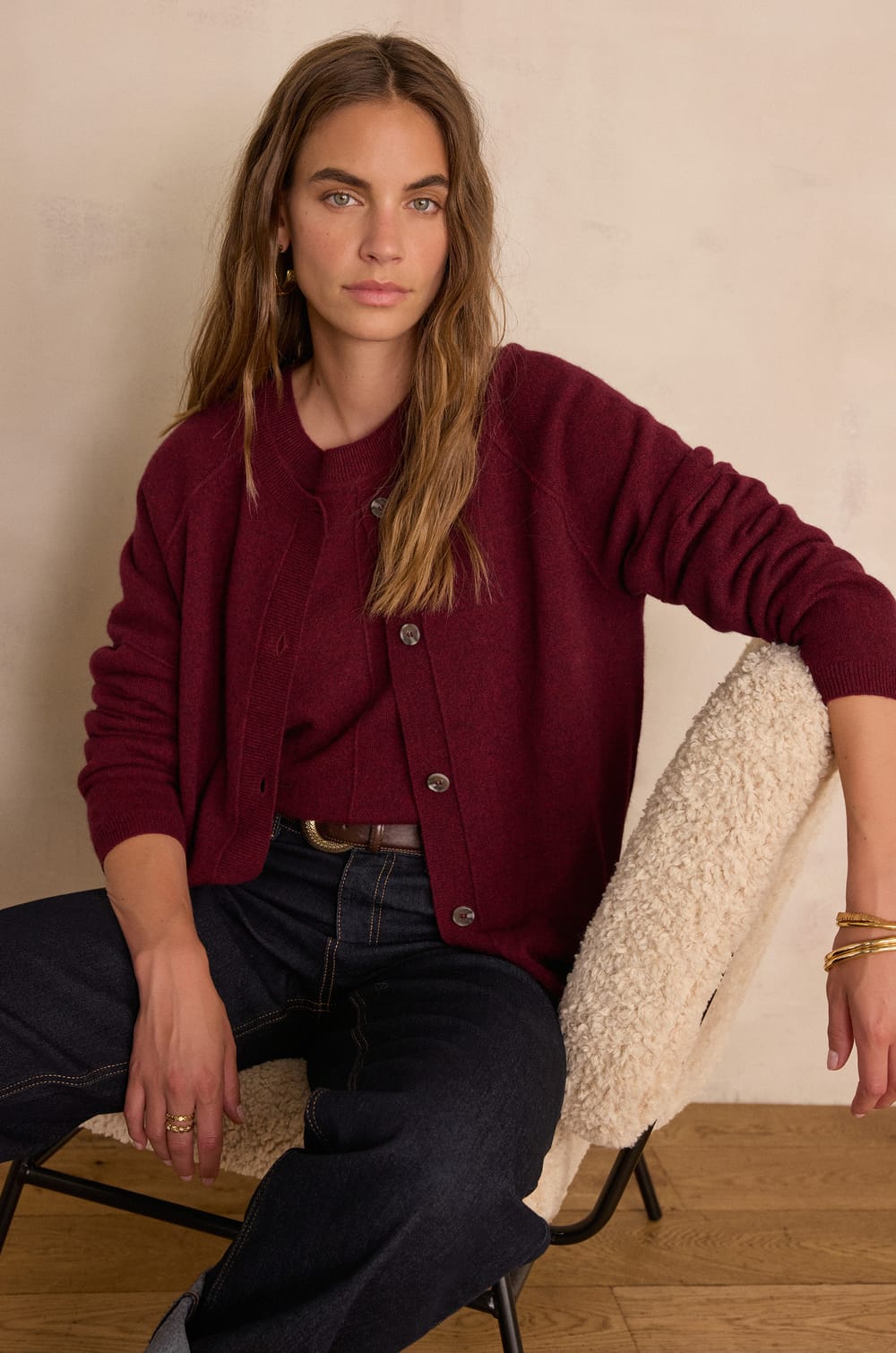 BILLY Cardigan in 100% recycled cashmere;${refinementColor}
