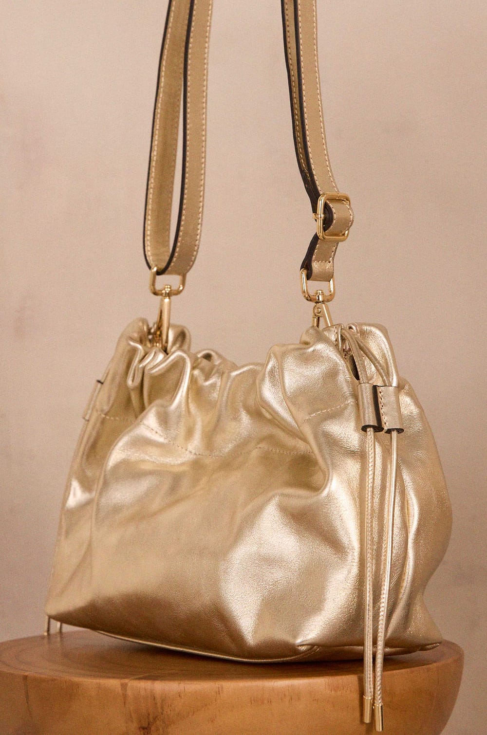 Mini VOLTAIRE golden leather bag;${refinementColor}