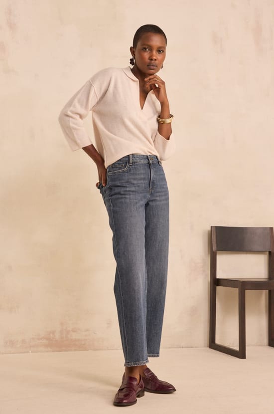 RUDY light washed straight cropped jeans;${refinementColor}