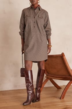 Robe MARLINE motif pied de poule;${refinementColor}