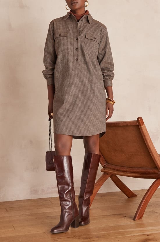 Robe MARLINE motif pied de poule;${refinementColor}