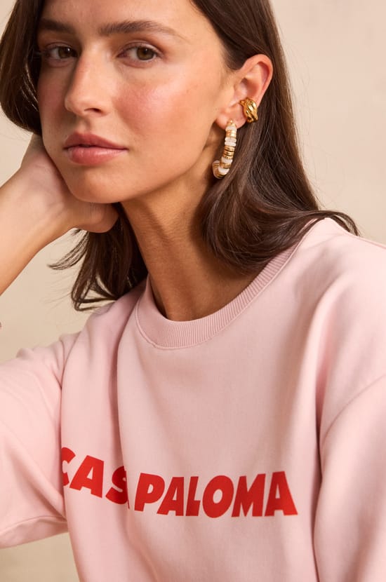 Short sleeve cotton blend sweatshirt LOMA;${refinementColor}