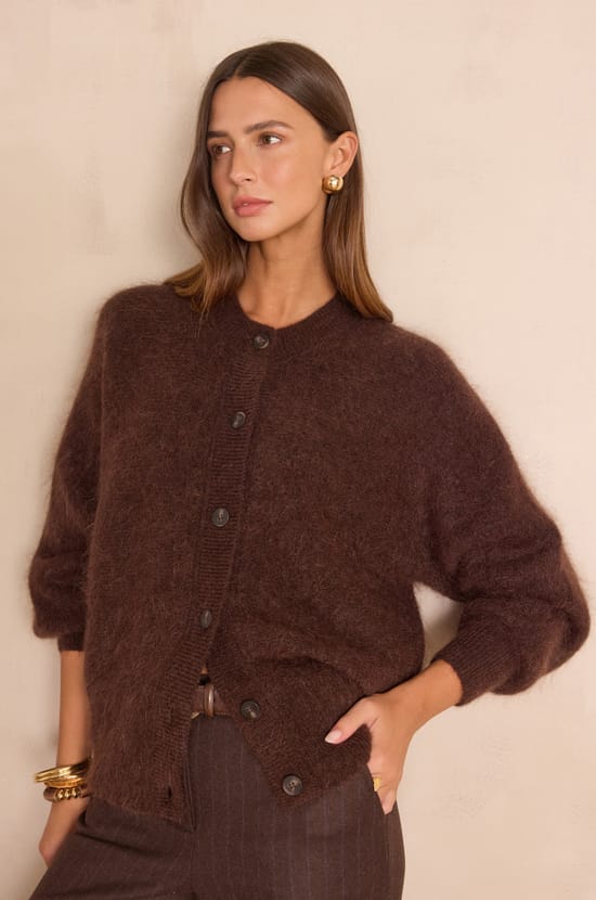 BAKER cardigan in mohair and wool;${refinementColor}