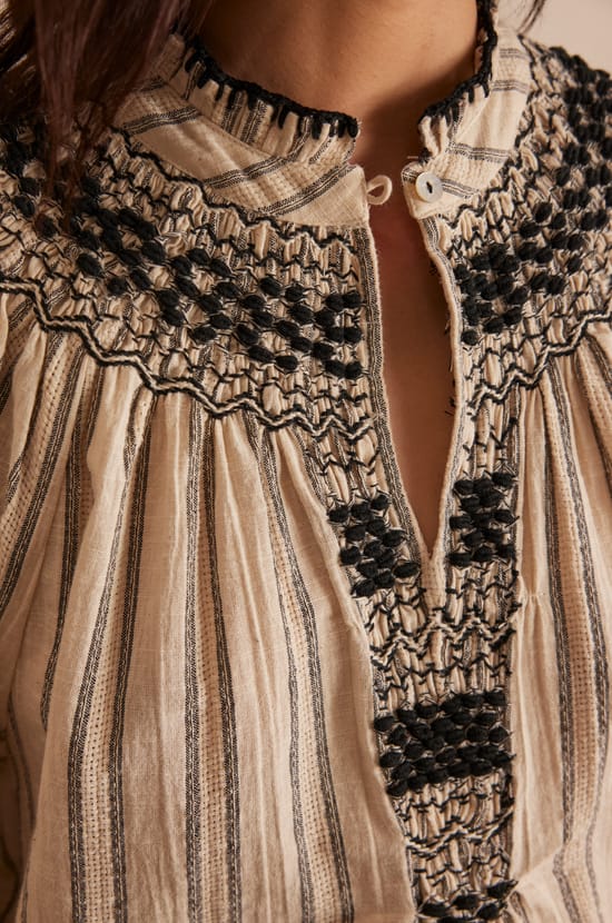 PEGASE embroidered cotton blouse;${refinementColor}