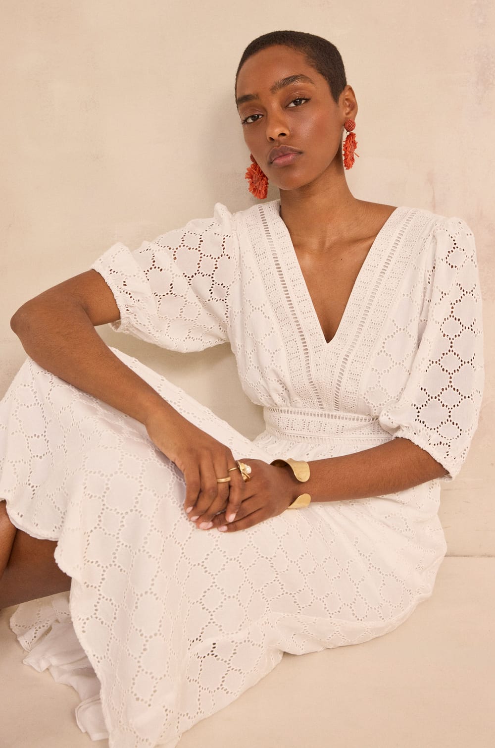 Embroidered long dress BIJOU;${refinementColor}