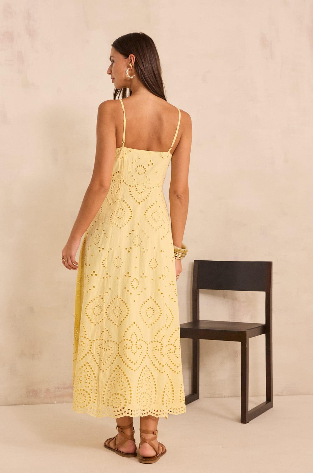 BERYLE cotton embroidered strap dress;${refinementColor}