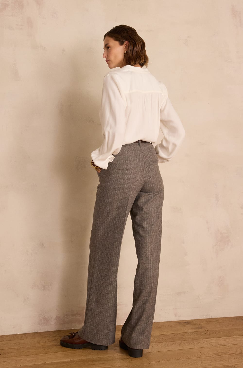 FERGUSON wool striped trousers;${refinementColor}