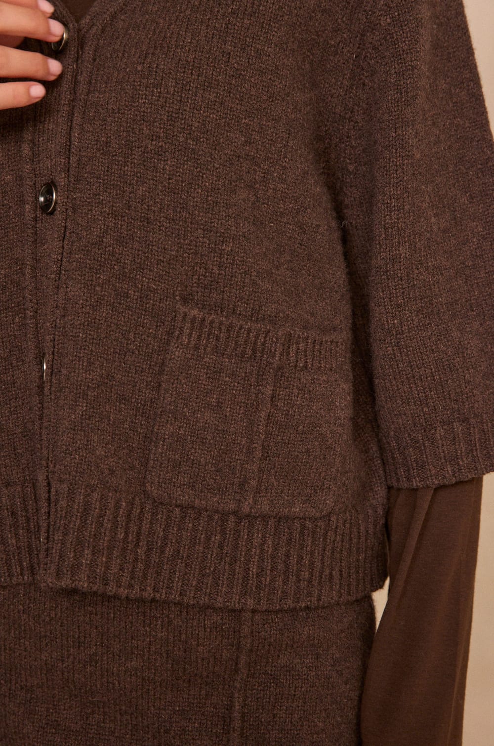 Chocolate 3/4 sleeve wool vest by ALDO;${refinementColor}