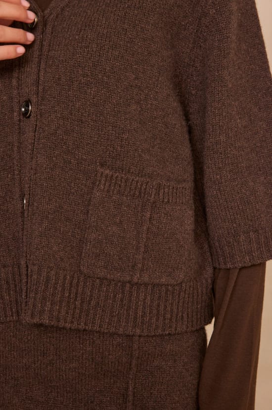 Chocolate 3/4 sleeve wool vest by ALDO;${refinementColor}