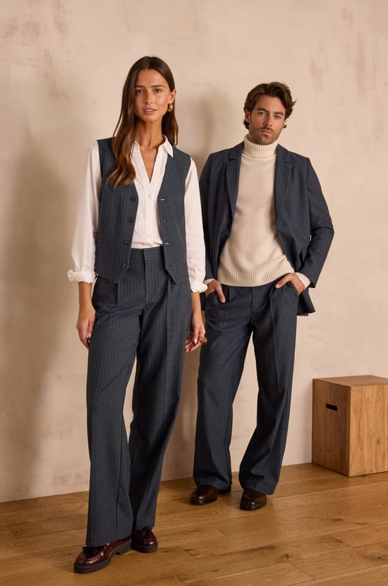 Unisex wide-leg tailored trousers with stripes PASSIONNANT;${refinementColor}