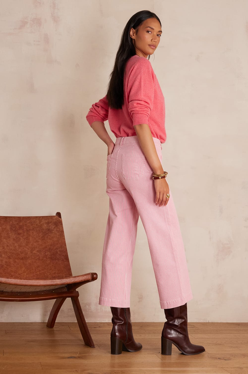 Pantalon LEA CROPPED en coton;${refinementColor}