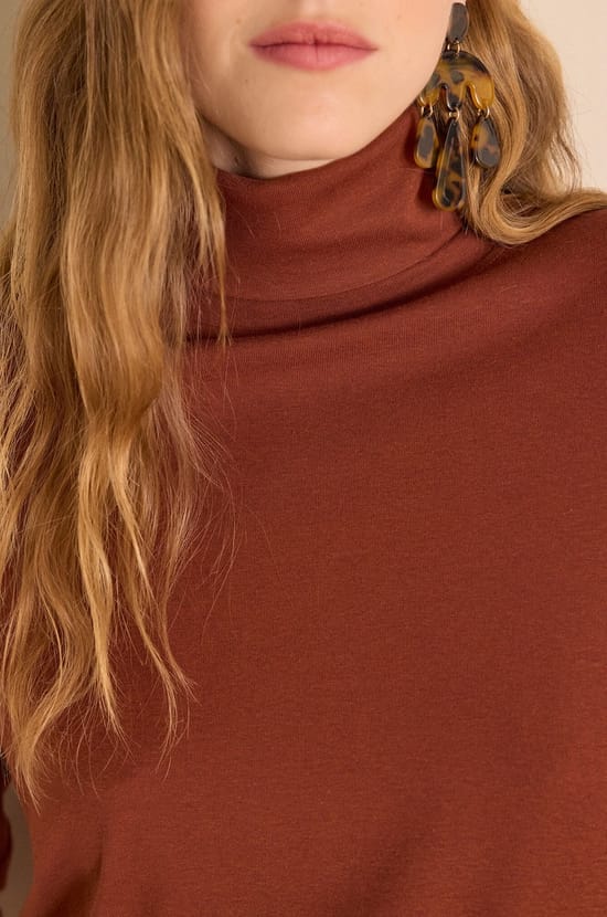 T-shirt col roul&eacute; en coton FERGUIE;${refinementColor}